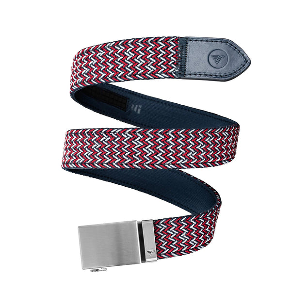 Mission Belt Men's 40mm Steel Braided Elastic Red, White, and Blue XL (up to 42")
