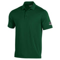 A forest green Under Armour men's polo shirt with a collar, three button placket, and the APT logo on the sleeve.